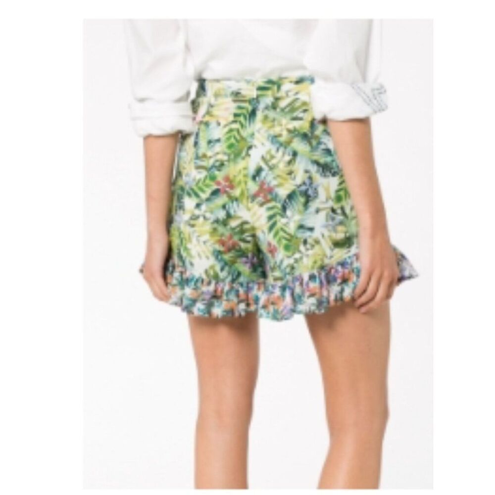 Euc All Things Mochi Tropical Print Ruffle Shorts Embroidered Pockets Size M — image 3 of 8